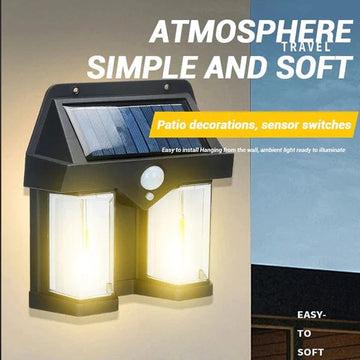 Double Head Solar Sensor Wall Light – Antique Style for Courtyard, Villa & Garage