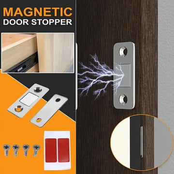 Pack Of 6 Ultra-Thin Magnetic Door Catch – Stainless Steel Cabinet Latch (Adhesive)