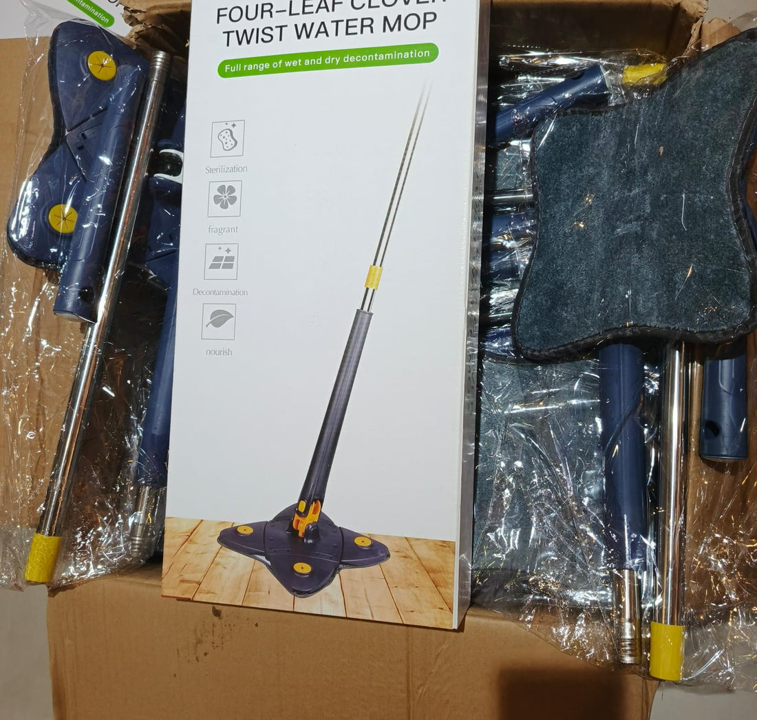 4-Leaf Clover Twist Mop | Automatic Water Squeeze Flat Mop for Easy Cleaning