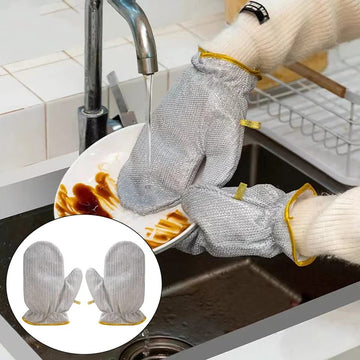 Pack Of 5 Steel Wire Cleaning Gloves Double Layer