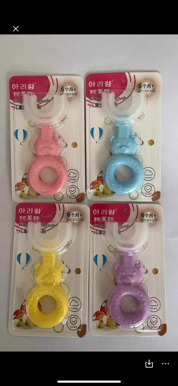 Kids U-Shaped Silicone Toothbrush – Soft Bristles | Pack of 5 Cartoon Design
