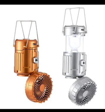 6-in-1 Portable LED Camping Lantern with Fan – Solar & Rechargeable Multi-Function Tent Light