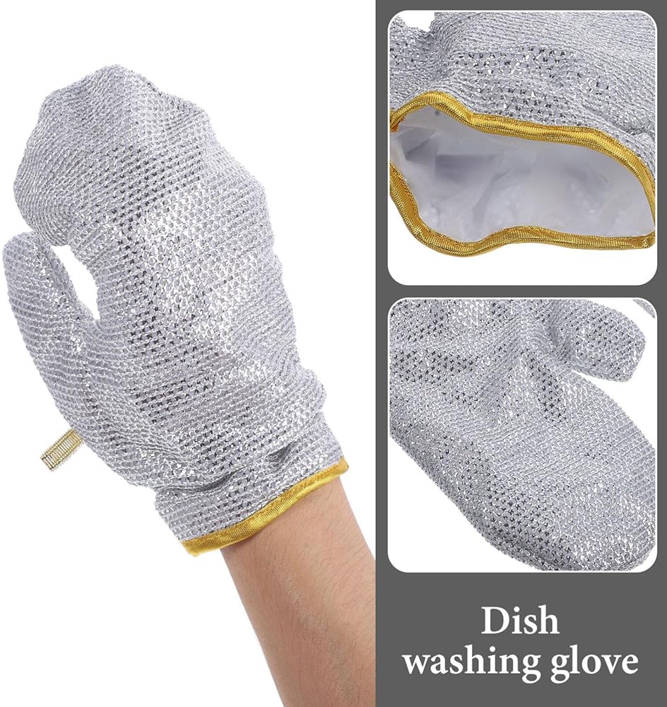 Pack Of 5 Steel Wire Cleaning Gloves Double Layer